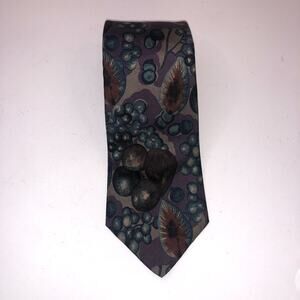 VTG Christian Dior Monsieur‎ Italian Woven Silk Floral Pears Neck Tie Multicolor